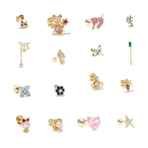 ASTM F136 Titanium Alloy Hypoallergenic Color Zircon Stud Comfortable Body Piercing Jewelry for Work Party Casual
