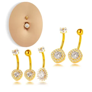 ASTM F136 Titanium Belly Button Rings Zirconia Internally Threaded Navel Rings Navels Piercing Jewelry for Summer Beach