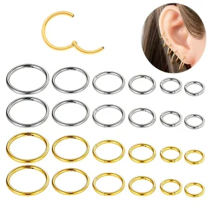 ASTM F136 Titanium Cartilage Earrings Endless Hinged Segment Nose Ring Septum Clicker Ear Tragus Helix Nostirl Piercing Jewelry