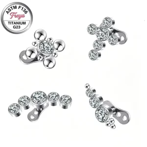 ASTM F136 Titanium Dermal Anchor Internal Thread with Zircon Diamond Implant Dermal Anchor Body Piercing Jewelry