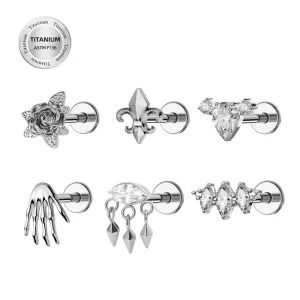 ASTM F136 Titanium Earring Nose Ring Jewelry Internally Threaded Top Lip Rings Piercings Ring Body Jewelry Women