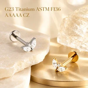 ASTM F136 Titanium Extthread Little Flower Zircon Piercing Earrings Nose Studs Piercing Jewelry Minimalist Fashion