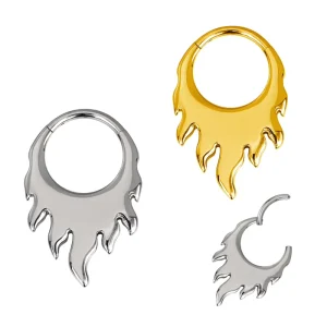 ASTM F136 Titanium Flame Hinged Segment Hoop Ring Earring Fashion Nose Ring Piercing Body Jewelry