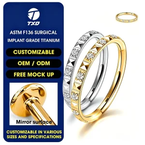 ASTM F136 Titanium G23 16G Fashion Body Piercing Jewelry with Zircon Nose Ring Hypoallergenic for Women Men