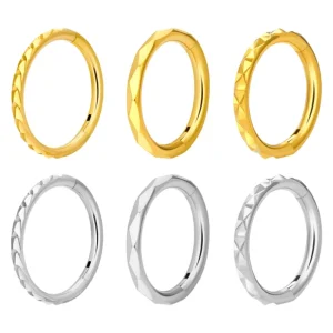 ASTM F136 Titanium Geometric Cutting Gold Plated 16G Nose Ring Earring Fashion Body Piercing Jewelry