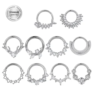 ASTM F136 Titanium Hinged Segment Ring CZ Butterfly Septum Clicker Piercing De Septum Helix Daith Piercing Jewelry
