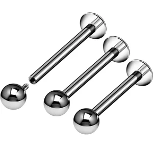 ASTM F136 Titanium Internally Thread Plain Ball Labret Helix Flat Back Stud Earrings G23 Fashion Piercing Jewelry