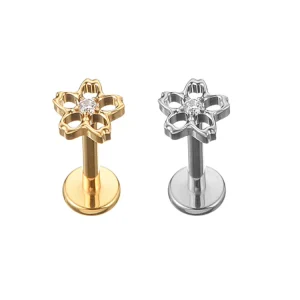ASTM F136 Titanium Internally Threaded Flower Top Fashion Earring Piercing Jewelry