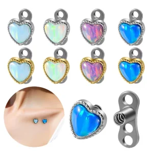 ASTM F136 Titanium Micro Dermal Anchor With Base Dermal Opal Gradient Color Piercing Hide in Skin Dermal Piercings Body Jewelry