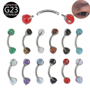 ASTM F136 Titanium Natural Stone Eyebrow Rings Eyebrow Piercing Labret Body Piercing Jewelry Rook Earrings