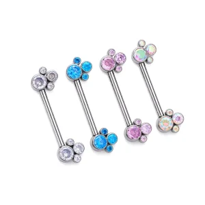 ASTM F136 Titanium Nipple Barbell Ring 14mm Crystal Zircon 14g Internal Thread Frame Set Body Piercing Jewelry