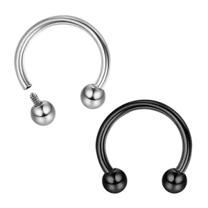 ASTM F136 Titanium Nose Ring CBB Horseshoe with Plain Ball 16G Internal Thread Nose Piercing Jewelry