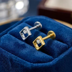 ASTM F136 Titanium Piercing Jewelry 16G Internally Threaded Labret Zircon Flat Back Earring Fashion Women
