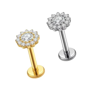 ASTM F136 Titanium Piercing Jewelry Titanio Tragus Helix Daith Lobe Flat Back Earrings Internal Thread Labret