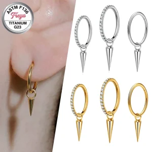ASTM F136 Titanium Pointed Cone Pendant Ear Helix Lobe Piercing Women Lip Labret Dangle Earring Piercing Jewelry