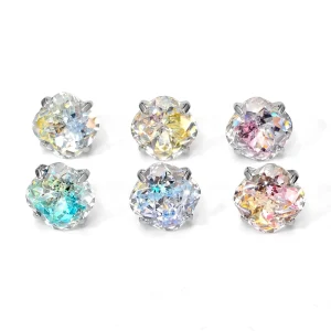 ASTM F136 Titanium Round Bottom Prong Set Chunky Square Bouquet Gradient Natural Stone Trendy Stud Earrings Wedding Unisex