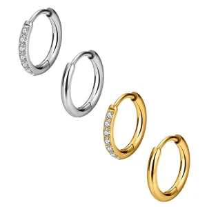 ASTM F136 Titanium Small Hoops Earrings With Cubic Zirconia Ear Huggie Cartilage Helix Tragus Ear Jewelry For Women