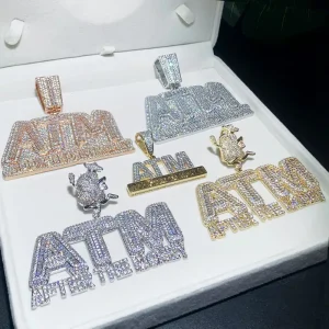 ATM Pendant Necklace Zircon Paved Streetwear Jewelry for Men