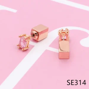 AYGYF073 DA 6mm Pink Crystal Stud Earrings Delicate Minimalist Stud Design Ideal for Gifting & Everyday Style