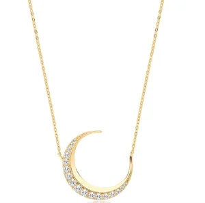 Accessories 18k Gold Plated Charm Fashion Jewelry Stainless Steel Diamond Luna Moon Necklace Pendant