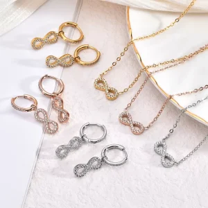 Accessories Femme Luxury 18K Gold Plated Stainless Steel Women Cubic Zircon Infinity Pendant Charm Fashion Jewelry Necklace
