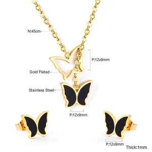 Accessories Girls Stainless Steel Gold Butterfly Pendant Necklace Jewelry for Women