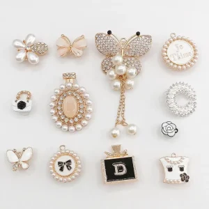 Accessories Shoe Charms Pearl Bulk DIY Perfume Bottle Diamond Metal Crystal Shoe Decoration Charms