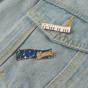 Accordion Musical Note Enamel Pin Cartoon Piano Cat Paw Brooches for Backpack Student Souvenir Lapel Pins for Love Music Friends