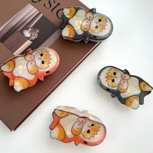 Acetate Cat Themed Puppy and Shark Shaped Hair Clip for Girls Fun Daily Hairstyle Accessory