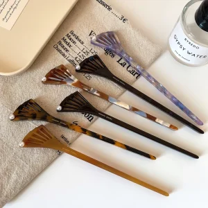 Acetate Fan Hair Stick Long Bowknot Hairpin 18cm Vintage Hair Accessory Elegant Hairpin Daily Use