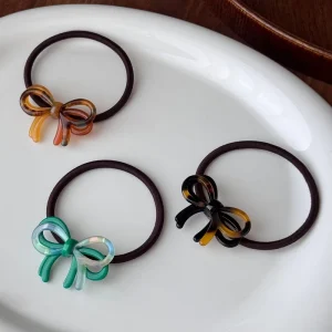 Acetate Korean style Bow Hair Tie Versatile Hairband for Women Ponytails Updos High elasticity Elegant Hair Accessory