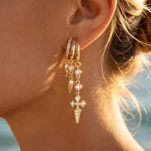 Acier Inoxydable Bijoux Stainless Steel Tarnish Free Waterproof Jewelry Fashion Zircon Charm Drop Earrings for Women Daily Wear