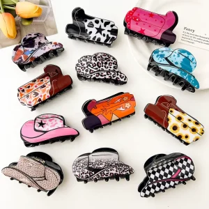 Acrylic Clips Western Cowboy Hat Hair Claw Shark Clip Hair Accessories