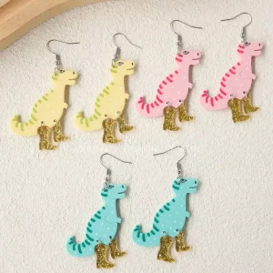 Acrylic Dinosaur Earrings for Women Quirky Exaggerated Retro Fun European American Drop Jewelry