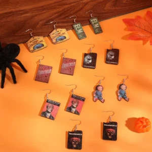 Acrylic Geometrical Printed Movie Pattern Earrings European Unique Halloween Horror Kid Earring for Women Festival