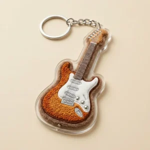 Acrylic Keyring Electric Guitar Chenille Fur Bag Charm Custom Music Theme Personalized Accessory Gift tote bag charms