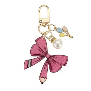 Acrylic Pencil Pearl Balloon Bow Keychain Bag Charm Back to School Bag Pendant