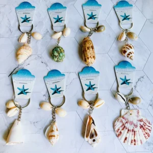 Acrylic Shell Keychain with Beach Design