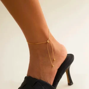 Adjustable 18K Gold Plated Stainless Steel Thin Chain Anklet Bracelet for Women Vintage Beach Fashion Jewelry