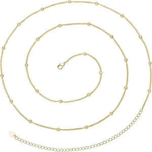 Adjustable 18k Gold Plated Copper Pearl Waist Chain Beach Bikini Body Chain Handmade Boho Belly Chain
