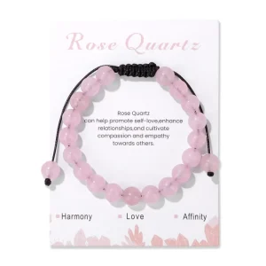 Adjustable 8mm Natural Crystal Gemstone Beads Low Price Bracelet Braided Macrame Tassels Chakra Reiki With Wish Card Gift