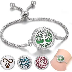 Adjustable Chain Life Flower Aroma Perfume Locket Charm Bracelet Aromatherapy Diffuser Bracelet