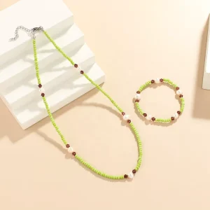 Adjustable Crystal Beads and Natural Pearl Necklace Glass Beaded Bracelet Jewelry Set for Weddings Parties Gifts