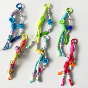 Adjustable Custom Colorful Acrylic Big Hole Alphabet Letter Bead Making Handwoven Nylon Rope Fashion Bag Favors Charms CN