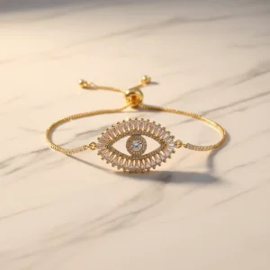 Adjustable Evil Eyes Bracelet Gold Plated CZ Crystal Star Chain Bracelet Fashion Jewelry Gift for Women Daily Wear New Trend
