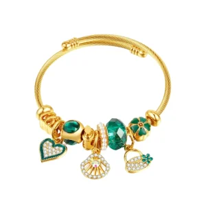 Adjustable Gold Plated Stainless Steel Beaded Bracelet Butterfly Diamond Joker Fairy Charm Bracelet