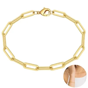Adjustable Gold Plated Stainless Steel Minimalist Paperclip Chain Bracelets for Women