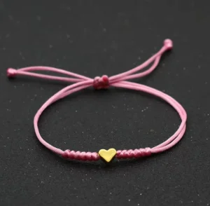 Adjustable Love Metal Alloy Red String Bracelet Handwoven Summer Jewelry Couples Bracelets Trendy Style Handmade Bracelet Gifts