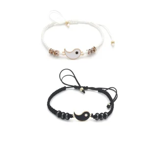 Adjustable Yin Yang Tai Chi Bracelet Handmade Jewelry with Gossip Rope Trigram Cord Bracelets for Couples