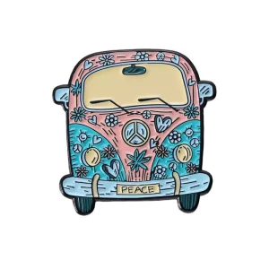 Adorable Alloy Tourist Bus and Flower Car Pin Metal Brooch for Outfit Decoration on Christmas National Day Halloween